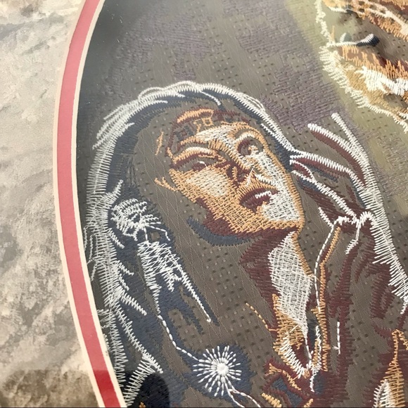 Native American Embroidered Framed Art Indian Woman And Wolf. Beautiful - Picture 7 of 11